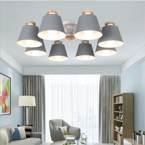 Nordic loft E27 LED 220V log two styles colorful chandelier for kitchen living room bedroom restaurant warm wrought craft lamp