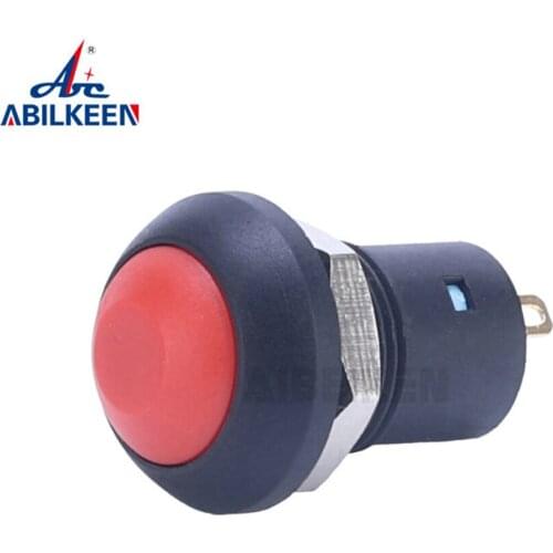 Discount Small 12mm Wired Red Domed Plastic Momentary ON Mini Waterproof Doorbell Push Button Switch