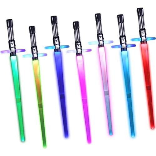Telescopic Lightsaber Toys Flashing Sword Star Laser Cross 7 Colors Telescopic Luminous Light Sword Toy Cosplay Tool