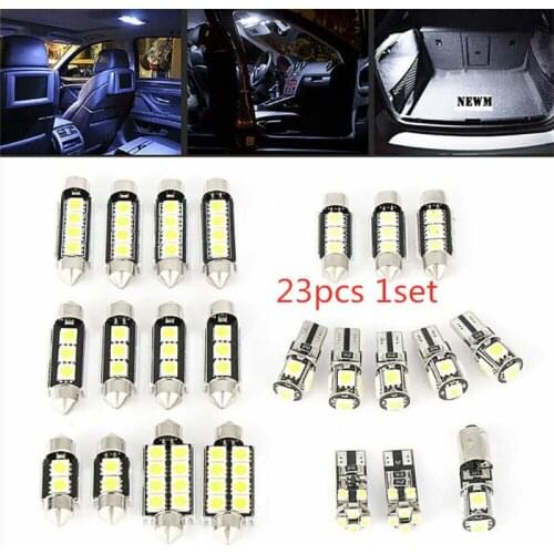 Universal 23Pcs LED T10 5050 Car Light Bulb Interior Dome Trunk License Plate Lamps Kit White For Bmw E60 E90 Golf 4 7 LED Lamp