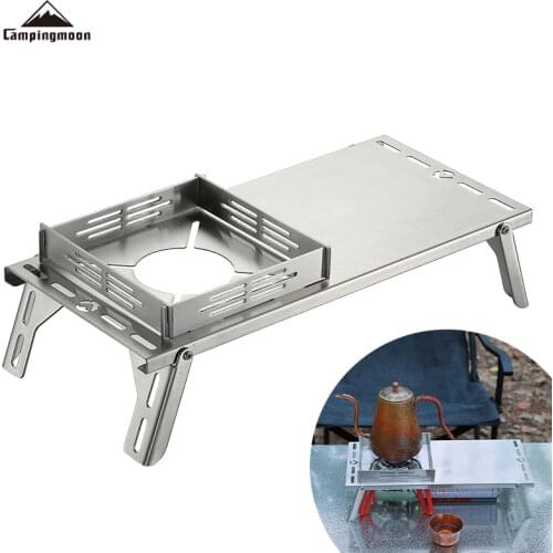 Campingmoon Mini Stove Table Windproof SOLO Picnic Table Folding Coffee Tea Table Heat Resistant