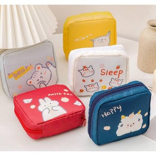 Waterproof Tampon Storage Bag Cute Women Sanitary Pad Pouches Portable Makeup Lipstick Key Earphone Data Cables Organizer