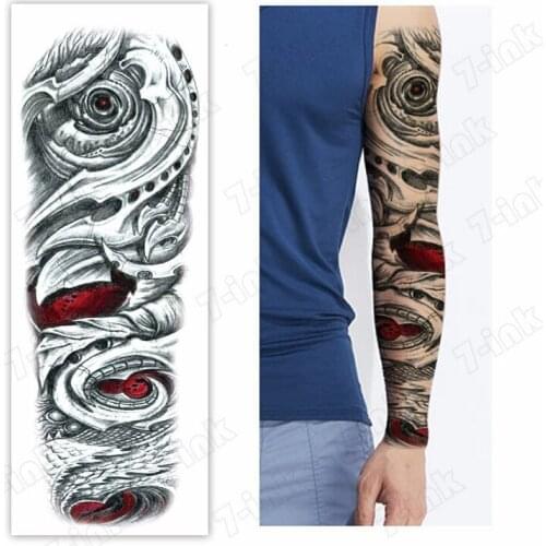 Waterproof Temporary Tattoo Sticker Robot arm eye Green Dragon flower full arm fake tatto flash tatoo sleeve tato for men women