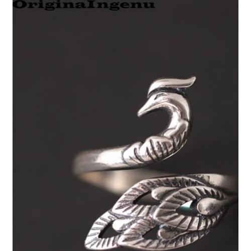 Boho Jewelry 925 Silver Ring Vintage Peacock Charm Minimalism Girlfriend Mother 's Day Gift Haut Femme Anillos Rings for Women