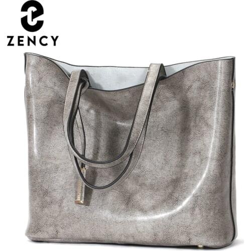 Zency Business Elegant Soft Leather Shoulder Bags For Lady High Capacity Simple Fashion Shopping Bag Girl Commute Tote Handbag