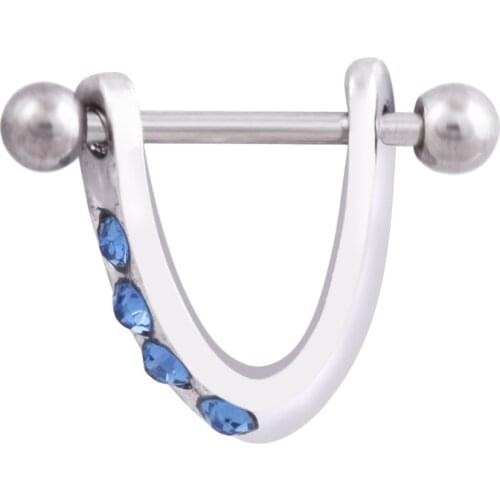 1 PCS Fashion Sexy White Blue Rhinestone Nipple Rings for Women Body Piecing Jewelry