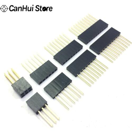 10PCS 2.54mm single/Double Row Female Long pins 11mm Breakaway PCB Board Pin Header socket Connector