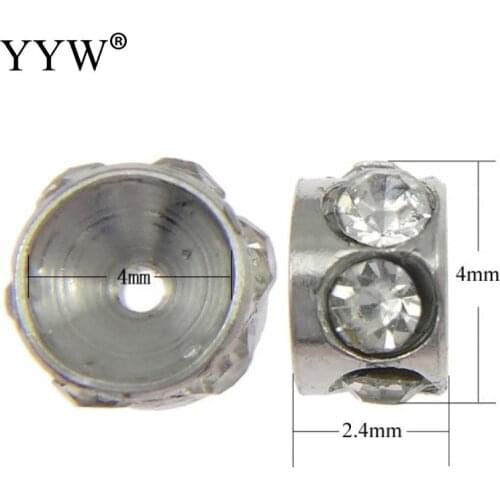 100pcs/lot Rhinestone Rondelles Crystal Bead Loose Spacer Beads for DIY Jewelry Making Accessories Supplie Steel Spacer Beads