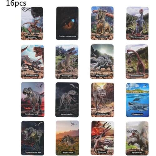 16pcs/Set Dinosaur Cognition Card Game Battle Carte Anime Trading Learning Cards Album Book Kids Toys Gifts