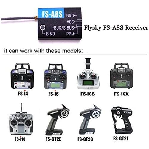 2PCS Flysky FS-A8S Receiver 8CH 2.4G Mini Receiver with PPM i-BUS SBUS for i4 i6 i6S i6X TM10 TM8 Transmitter