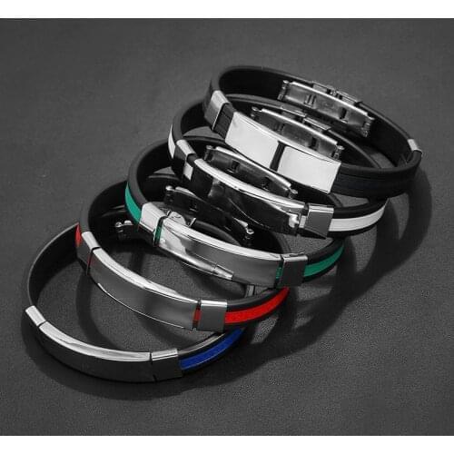 2019 High Quality Titanium Steel Stainless Steel Accessories Charm 5 Clolor Bracelet Silicone Bangle Man Fashion Gift Jewelry