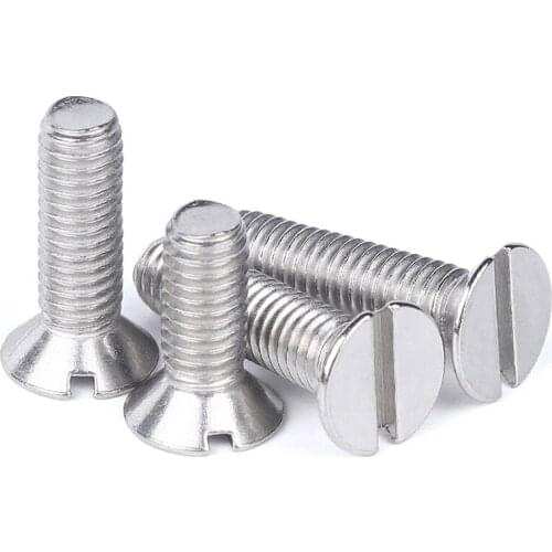 304 Stainless Steel Slotted Machine Screws with Flat End Tightening Fastening Straight Screw M1.6 M2 M2.5 M3 M4 M5 M6