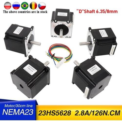Nema 23 Stepper Motor 57 motor 4-lead 165 Oz-in 56mm 2.8A 6.35mm 8mm shaft 23HS5628 black motor