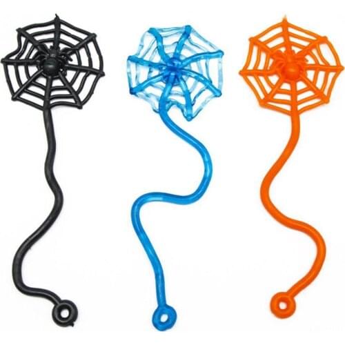 4pcs/set Spider Web Sticky Toy TPR Soft Material Children Gift Practical Jokes Halloween Props Squeeze Sensory Toy Random Color
