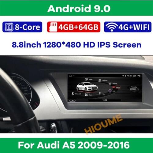 8core Android 9 Car dvd radio multimedia Player GPS Navigation for Audi A5 2009-2016 4+64G WIFI IPS Touch Screen GPS Radio BT
