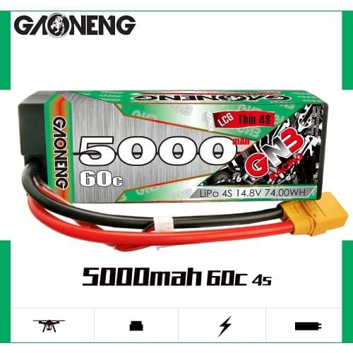GAONENG GNB 5000mAh 4S 14.8V 60C Hardcase LiPo Battery With XT90/XT60 Plug for 1:8 1/8 RC Car four drive off-road RC Car