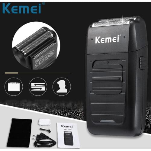 Kemei KM-1102 Cordless Shaver for Men Dual Blades Beard Trimmer Reciprocating Bald Headed Razors Rechargeable Haircut Machine