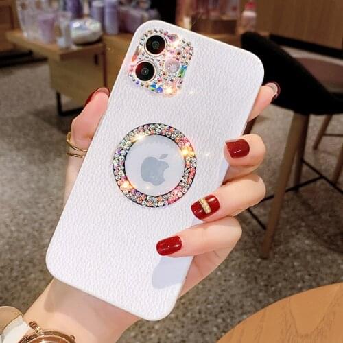 Bling Diamond Camera Lens Protection Case For iPhone 12 11 Pro Max 7 8 Plus X XR XS Case Leather Rhinestone Glitter Soft Cover