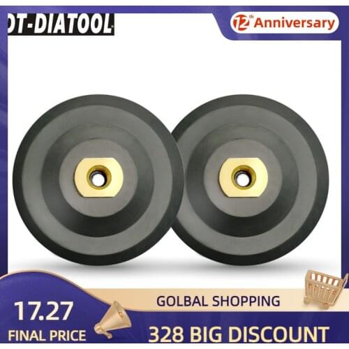 DT-DIATOOL 2pcs M14 Thread Dia 5"/125mm Back Pad For Diamond Rubber Based Polishing Backer Pads Sanding Discs Backing Holder