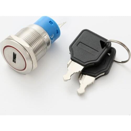 ELEWIND 19mm waterproof Key lock switch(PM192F-11Y/21) ( The key cann't removed in ON position)