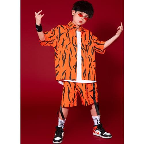 Kid Hip Hop Clothing Print Shirt Oversized T Shirt Top Streetwear Strap Summer Shorts for Girls Boys Dance Costume Clothes 2 Pcs