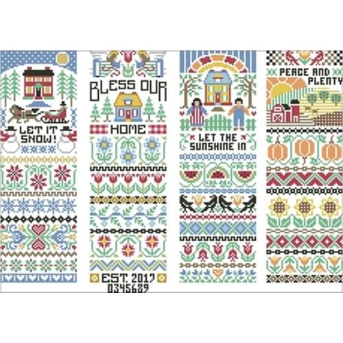 HOT Four Seasons Movement patterns Counted Cross Stitch 11CT 14CT 18CT DIY Chinese Cross Stitch Kit Embroidery Needlework Sets