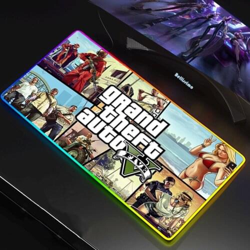 Grand Theft Auto GTA Gaming RGB MousePad Large Locking Edge Speed PC Game Gamer LED Mouse Pad Soft Laptop Notebook Mat for CSGO