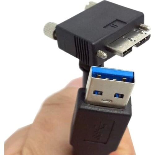 1.2M USB3.0 to Micro USB3.0 Angled Data Transfer Cables USB Fixed Screw Holes Lines for usb3.0 interface industrial camera
