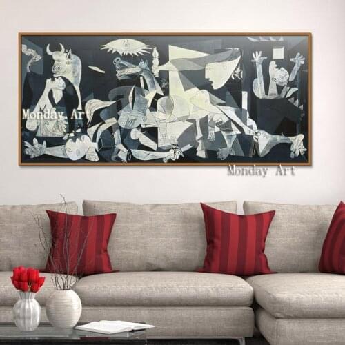 High Quality handpainted Spain France Picasso Classic Guernica 1937 Germany Figure Canvas Painting Wall Picture for living room