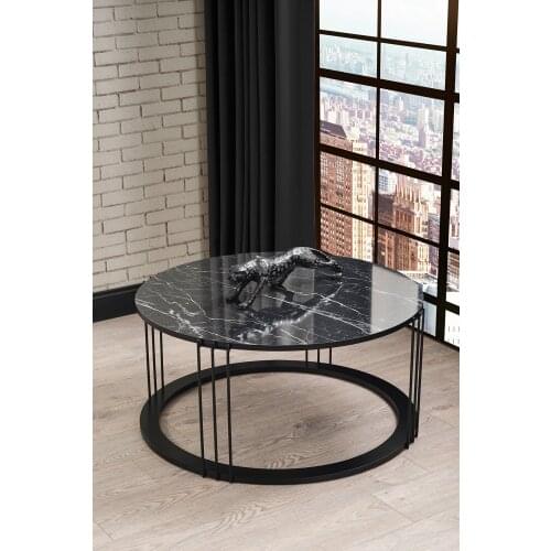 Venus Metal Foot Black Marble Pattern Medium Coffee Table