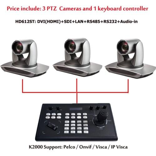 Broadcast Keyboard Controller 12X Zoom DVI SDI IP PTZ Camera Live Streaming Equipment