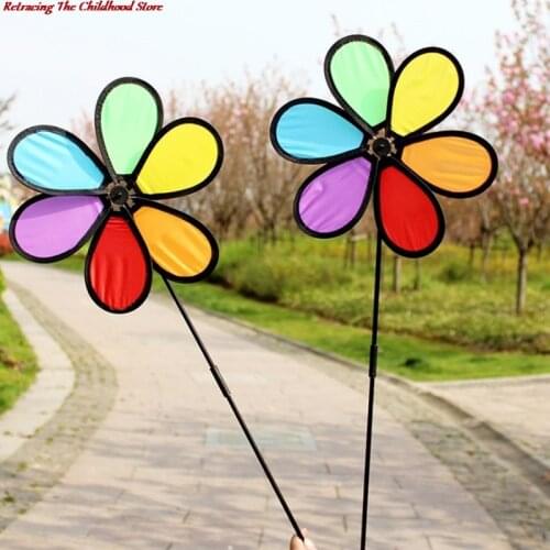 Colorful Rainbow Dazy Flower Spinner Wind Windmill Garden Yard Outdoor Decor ＆ Kids Toys
