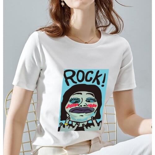 Summer Womens T-shirt Casual Retro Funny Trendy Cool Photo Blouse Street Art Print Pattern T-shirt O-neck Commuter Soft Shirt