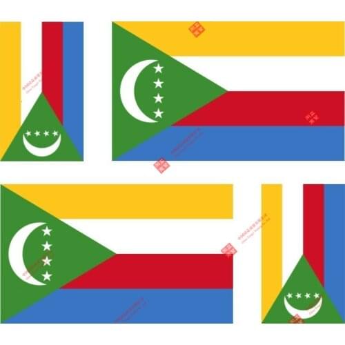 Hot Sell Personality Set of 4x Sticker Vinyl Car Bumper Decal Outdoor Car Moto World Flag Comoros Racing Helme Tlaptop Stickers