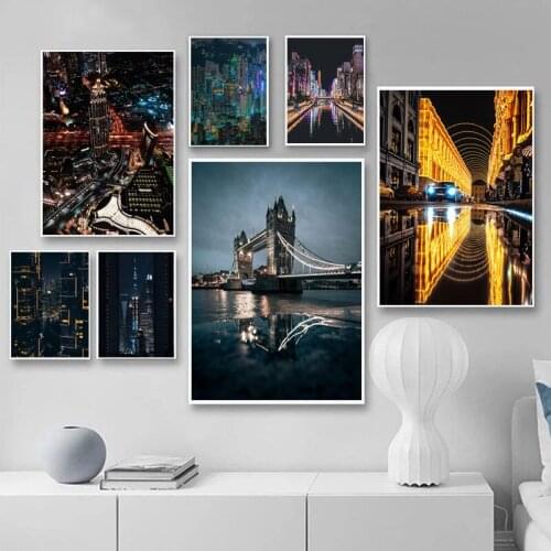 London City Landcapes Wall Art New York Canvas Prints for Bedroom Shanghai Minimalist Poster Living Room Decoration Wall Art