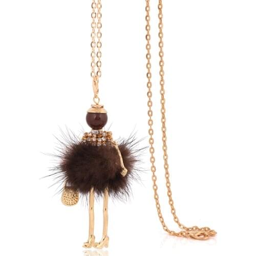 Statement big fur necklace women female peluche long necklace chains charm collar bijoux fashion jewelry choker maxi boho