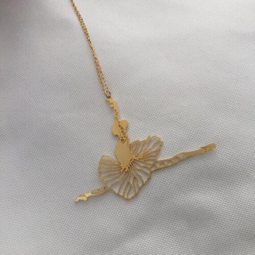 Trendy Geometric Ballet Dancer Necklace Women Ballerinas Necklaces Geometric Accessories Geometric Jewelry