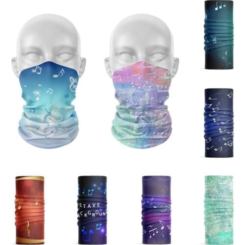 3D Printing Fashion Music Symbol Headscarf Ladies Summer Headdress Magic Sports Tubular Face Neck Hijab Scarf Men Cover Bandana