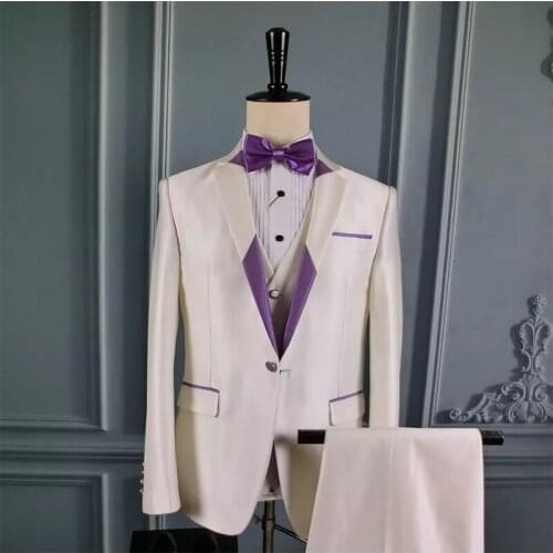 Men suit New style Wedding Suits (Jacket+pants+Vest) Best Men 3 pcs fashion Khaki suit wedding groom groomsmen multiple colour