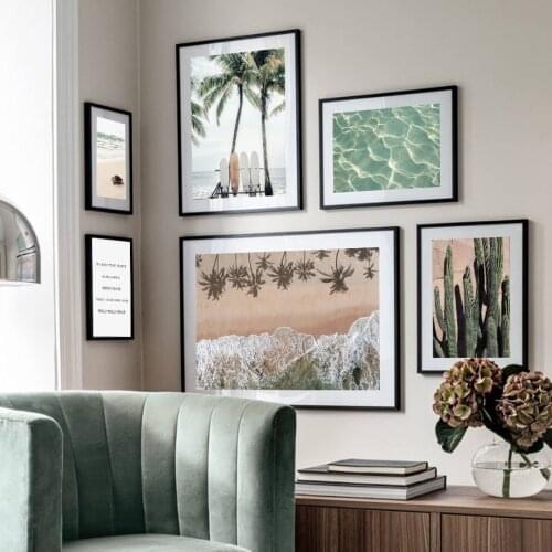 Orange Beach Surfboards Pool Ripples Cactus Turtle Nordic Poster Wall Art Print Canvas Painting Decor Pictures For Living Room