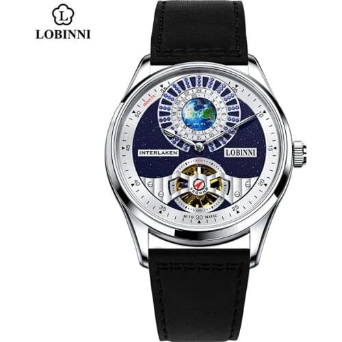 LOBINNI 2021 New Luxury Top Brand Mens Watches with Sapphire Crystal Skeleton Automatic Mechanical Watch Men Relogio Masculino