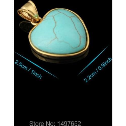 New Arrival Turkey Blue Stone Resin Heart Pendant Necklace Chian18K Gold Color Fashion Jewelry For Women Lovers Great Gifts