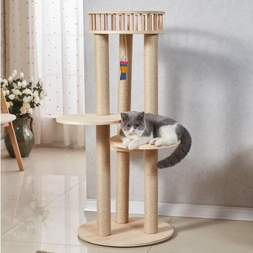 Cat Climbing Frame Sisal Pillar Woodiness Cat Platform Grinding Claws To Relieve Boredom Firm And Durable Cat Toy Cat Nest Tree
