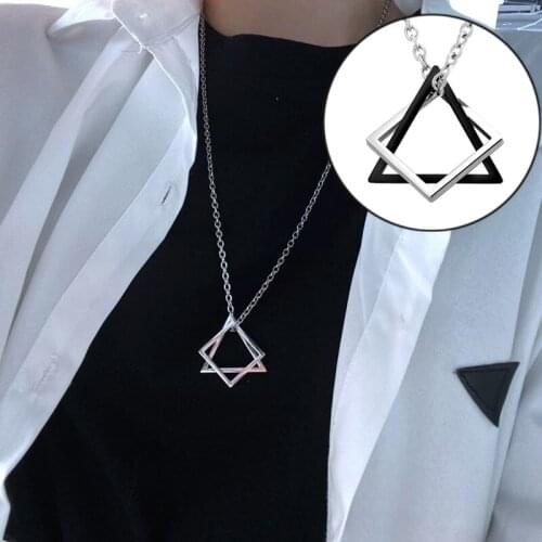 2021 New Arrival Square Triangle Interlocking Necklace Women Men Stainless Steel Trendy Geometric Streetwear Choker Jewelry