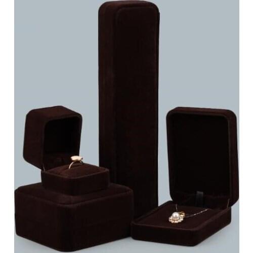 Brown Series 100PCS/LOT Velet Jewelry Packaging Box Customized LOGO Display Box Ring Necklace Bracelet Storage Box