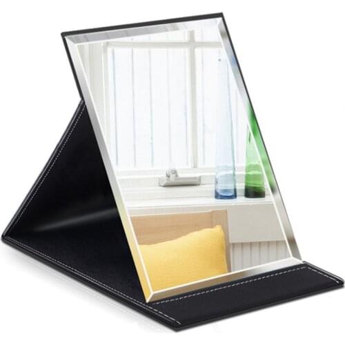 Folded Table Makeup Mirror Adjustable Rectangular Ultra-thin Tool Mirror Crystal Glass Material Used For Travel Camping Home