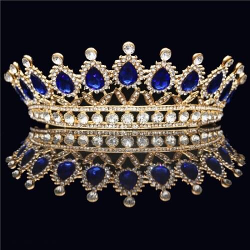 Baroque Wedding Tiara Crown For Queen Bride Headbands Crystal Crowns Bridal Fashion Head Jewelry Wedding Hair Accessories