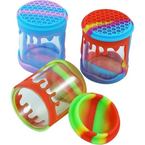 100ml Glass Bottle with Silicone Cover Food Grade Storage Wax Container for Candy Oil Jar Novelty Design Glow in Dark