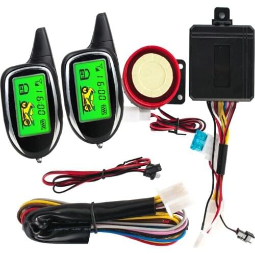 DC 12V Universal Motorcycle LCD Screen Alarm Scooter 2 Way Security Alarm Motorbike Protection System Remote Start/Stop Alarms
