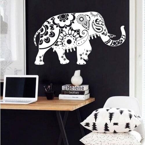 Bohemian Elephant Mandala Meditation Wall Sticker Vinyl Home Decor Living Room Bedroom Yoga Studio Decals Removable Murals S222